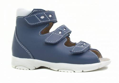 Сандалии ортопедические детские с открытым носом Орфея Б2-105-054-219-1 кожаные с 3D стелькой, джинс фото 1