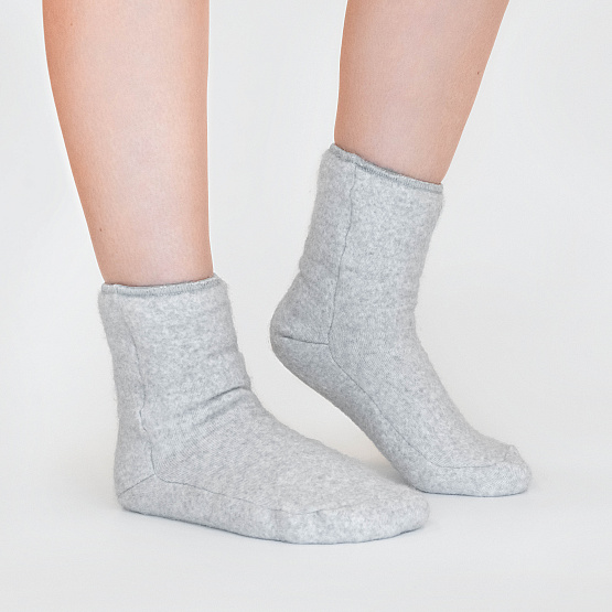 Носки меховые стрейч, шерсть натуральная, цвет серый фото 3