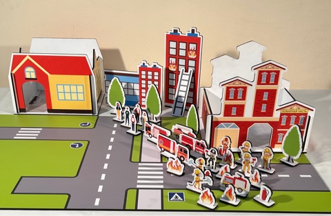 Методическое пособие "Юный пожарный", игровое поле 100*45см, сборные дома, 35 элементов фото 1